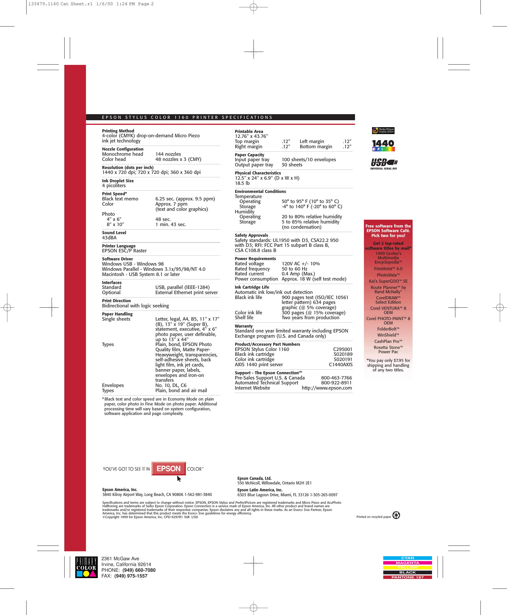 Page 2 of 2 - Epson Epson-Epson-Stylus-Color-1160-Ink-Jet-Printer-Product-Brochure-  Epson-epson-stylus-color-1160-ink-jet-printer-product-brochure