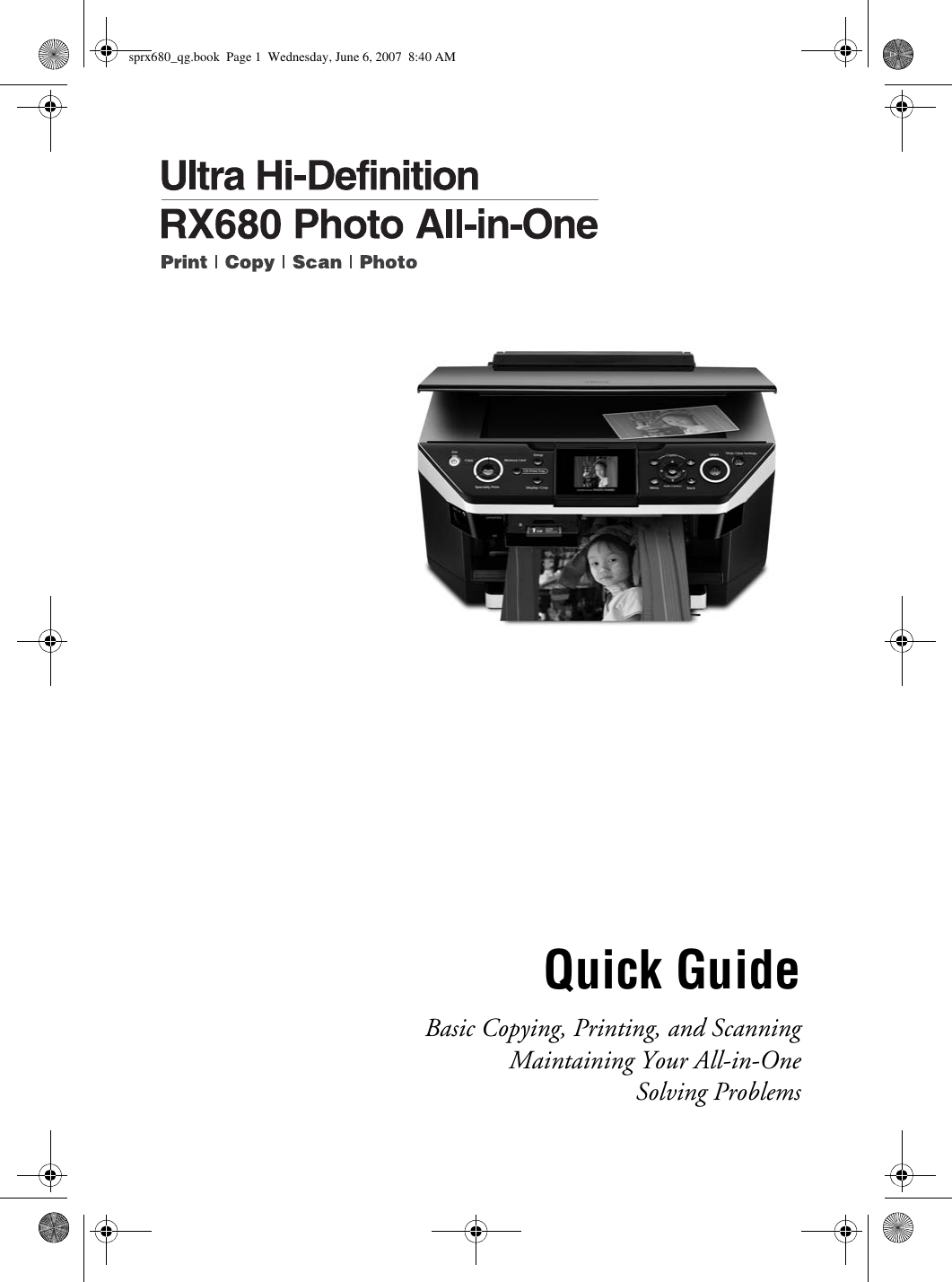 Epson Stylus Photo Rx680 All In One Printer Quick Reference Guide 3630