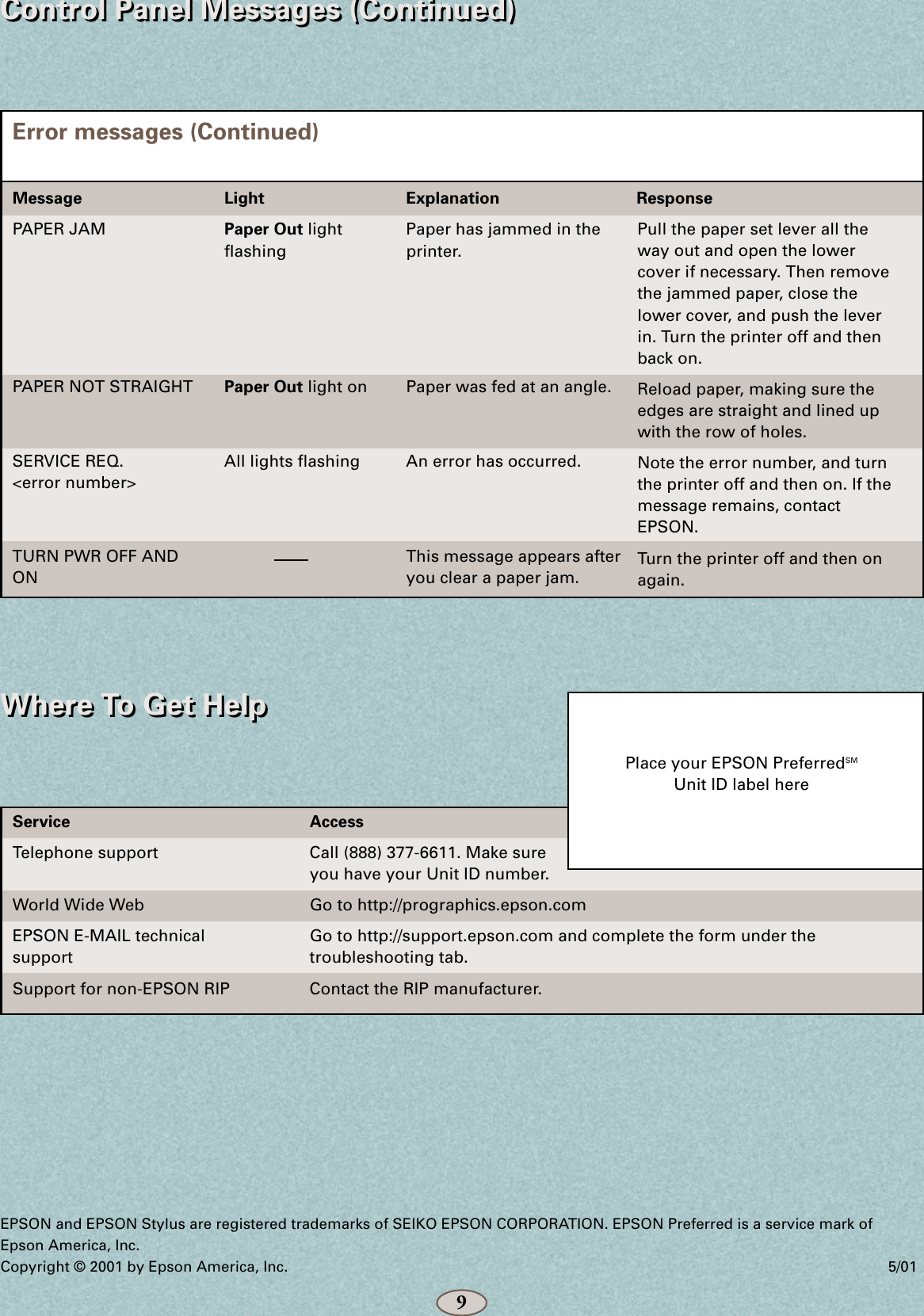 Page 10 of 11 - Epson Epson-Epson-Stylus-Pro-10000-Print-Engine-With-Archival-Ink-Quick-Reference-Guide- Stylus Pro 10000 Series - Quick Reference Guide Epson-epson-stylus-pro-10000-print-engine-with-archival-ink-quick-reference-guide