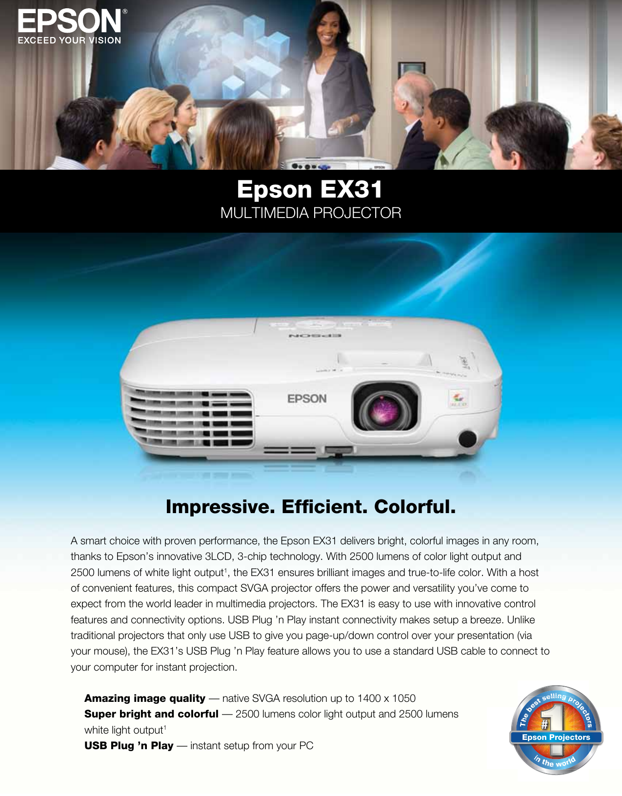 Page 1 of 4 - Epson Epson-Ex31-Multimedia-Projector-Product-Brochure- EX31 - Product Brochure  Epson-ex31-multimedia-projector-product-brochure
