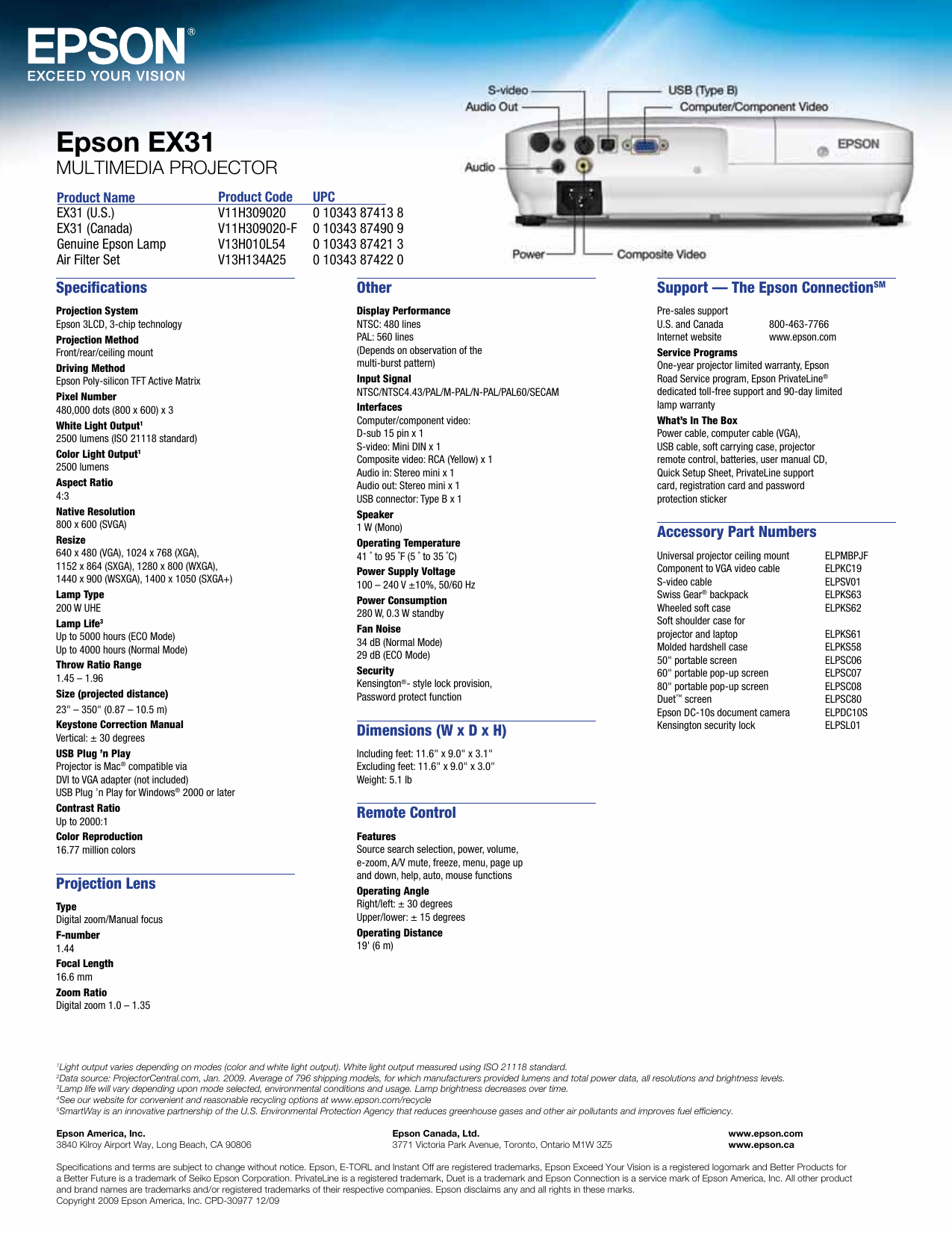 Page 4 of 4 - Epson Epson-Ex31-Multimedia-Projector-Product-Brochure- EX31 - Product Brochure  Epson-ex31-multimedia-projector-product-brochure
