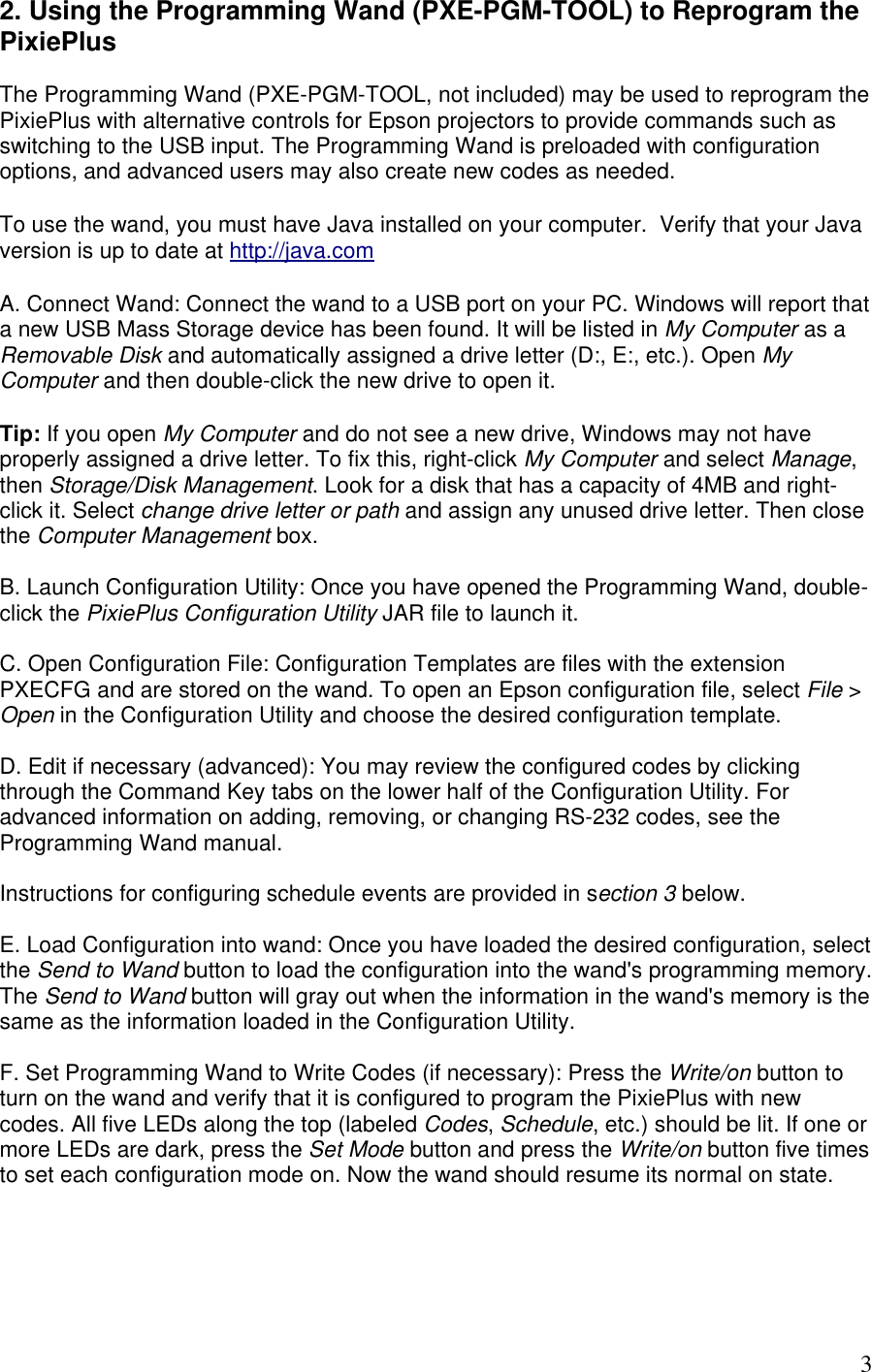 Page 3 of 5 - Epson Epson-Pixieplus-Control-System-For-Epson-Projectors-Installation-Supplement- PixiePlus ELPSP10 Supplement For AP-60  Epson-pixieplus-control-system-for-epson-projectors-installation-supplement