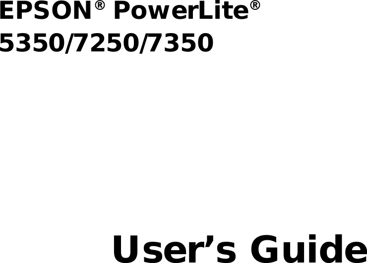 Epson Powerlite 5350 Multimedia Projector Users Manual 7350R2
