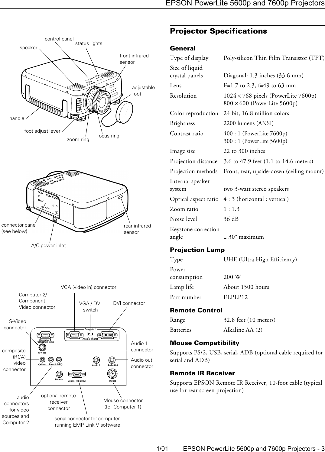 Page 1 of 11 - Epson Epson-Powerlite-5600P-Multimedia-Projector-Product-Information-Guide- PowerLite 5600p / 7600p - Product Information Guide  Epson-powerlite-5600p-multimedia-projector-product-information-guide