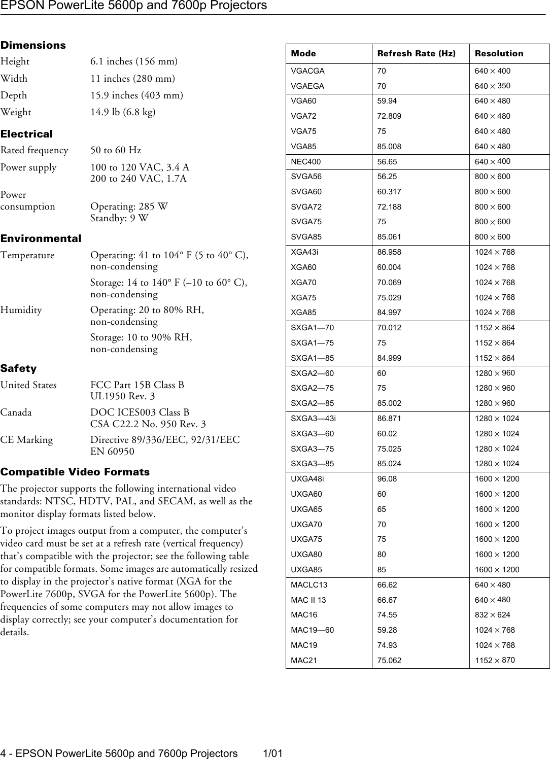 Page 2 of 11 - Epson Epson-Powerlite-5600P-Multimedia-Projector-Product-Information-Guide- PowerLite 5600p / 7600p - Product Information Guide  Epson-powerlite-5600p-multimedia-projector-product-information-guide