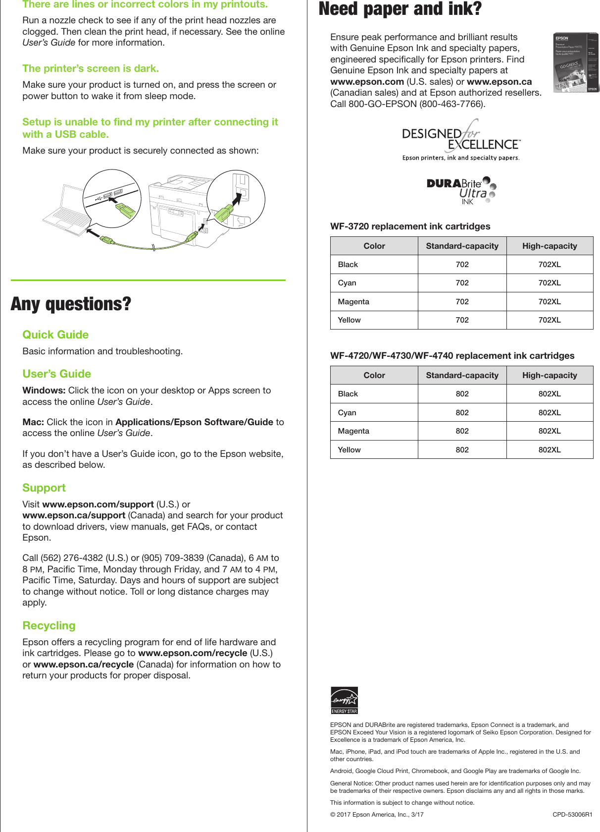 Page 4 of 4 - Epson Start Here - WF-3720/WF-4720/WF-4730/WF-4740 Series  Manual Cpd53006