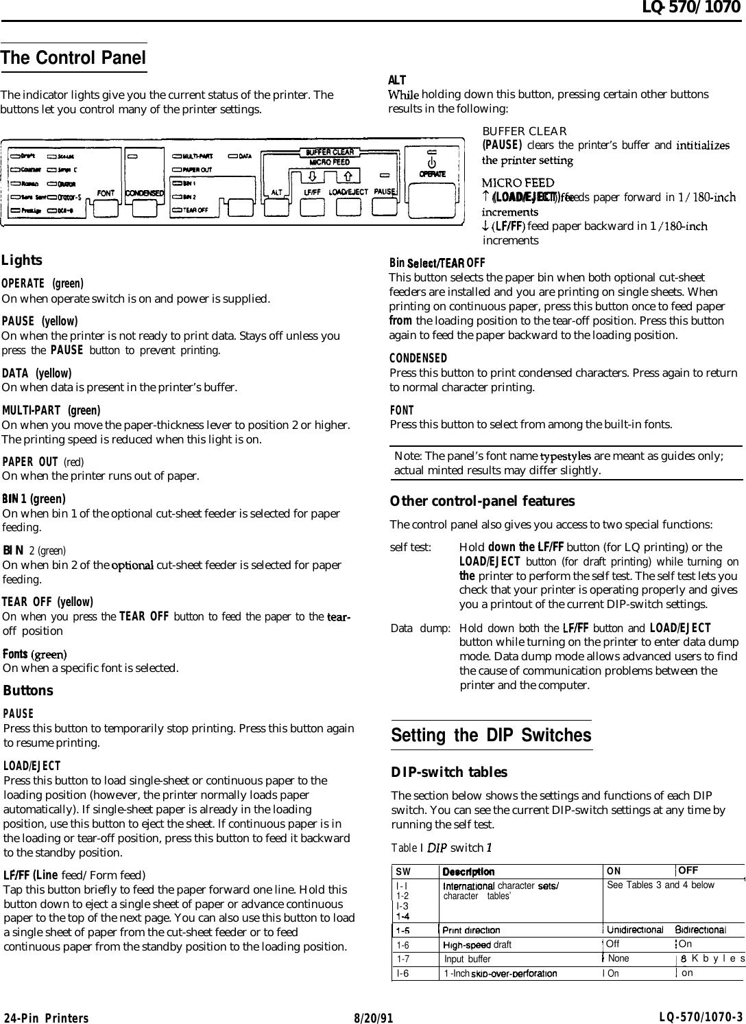 Page 3 of 7 - Epson  Specifications LQ-570/1070 Lq570 Pg