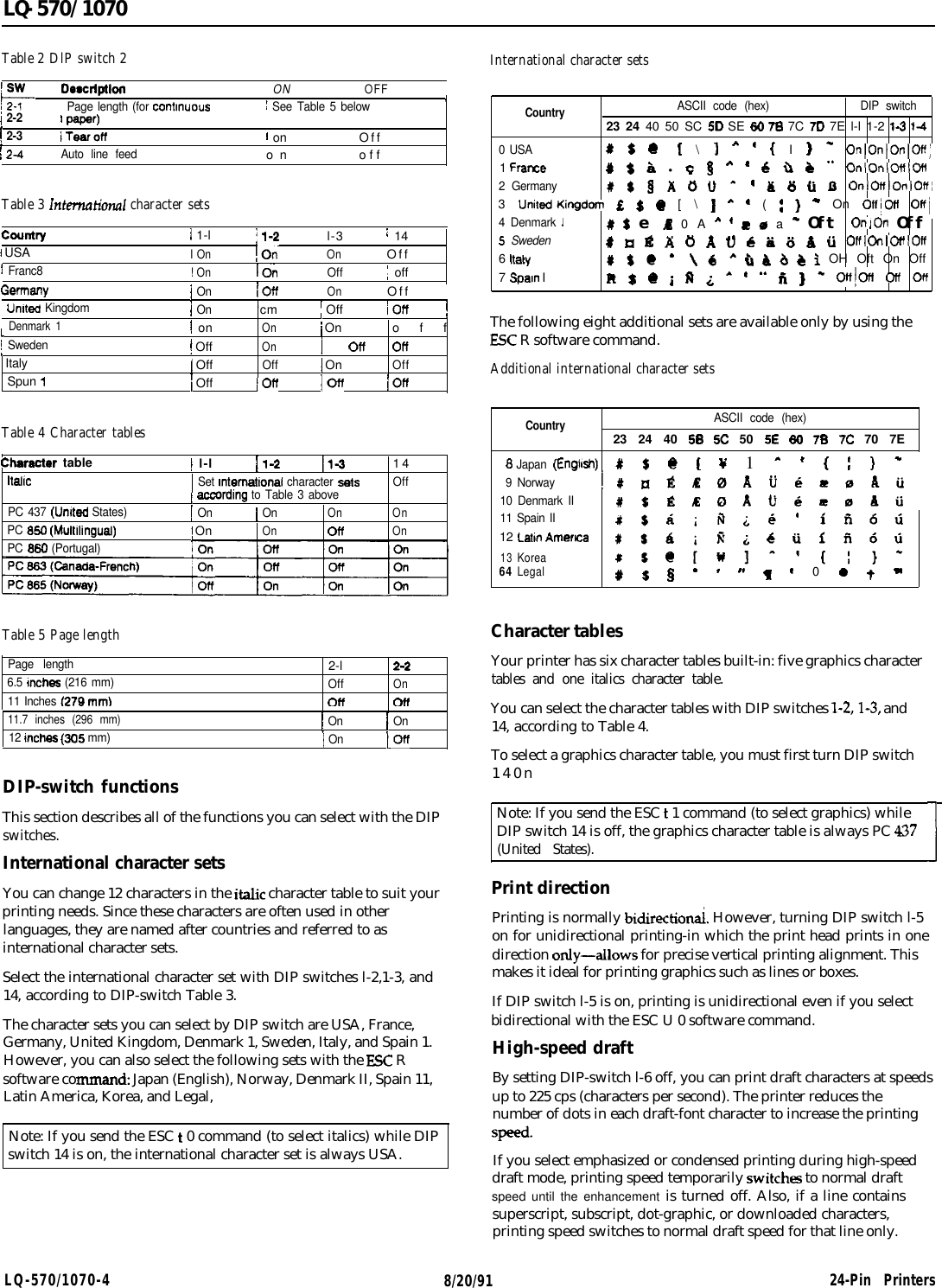 Page 4 of 7 - Epson  Specifications LQ-570/1070 Lq570 Pg
