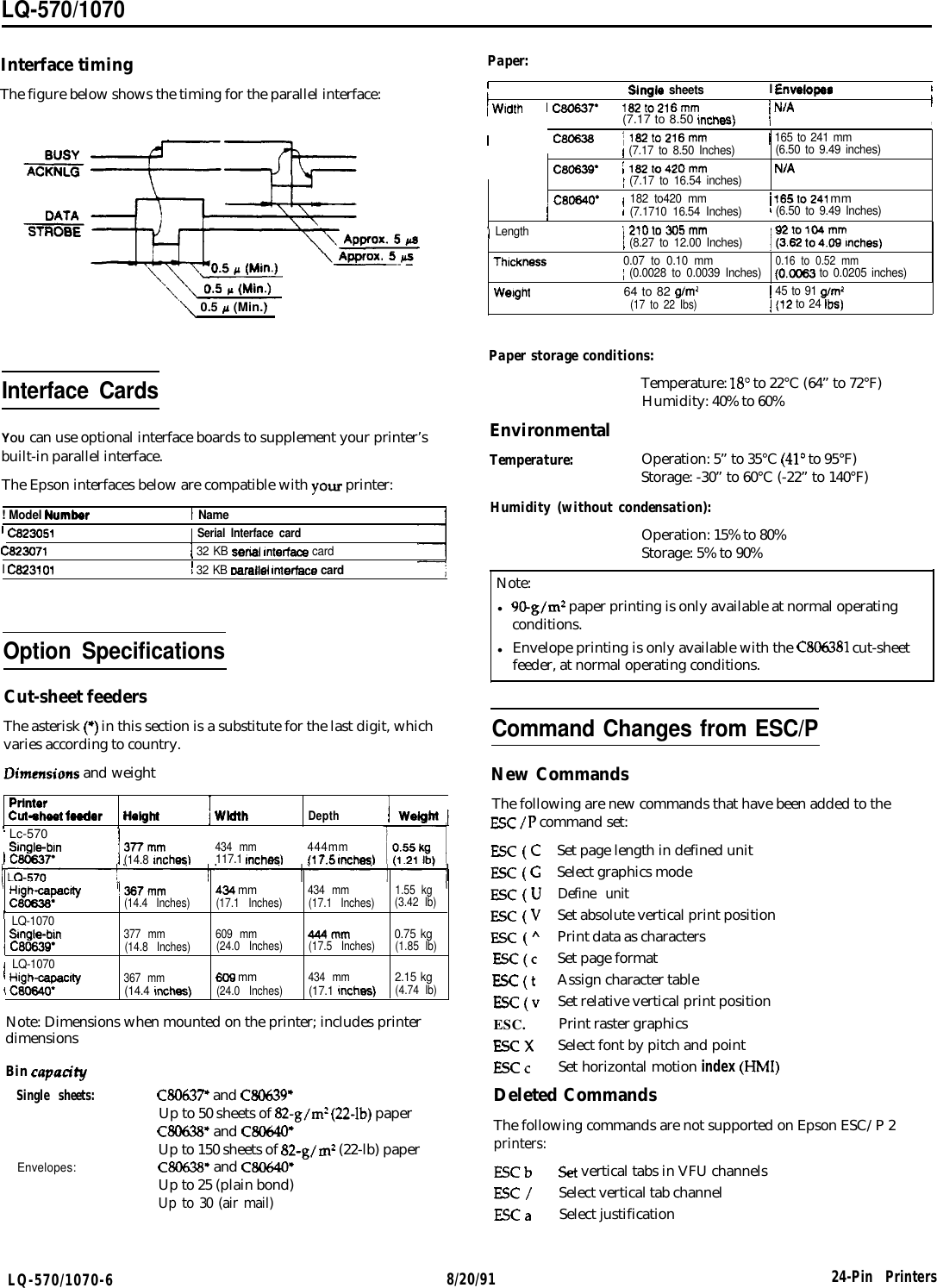 Page 6 of 7 - Epson  Specifications LQ-570/1070 Lq570 Pg