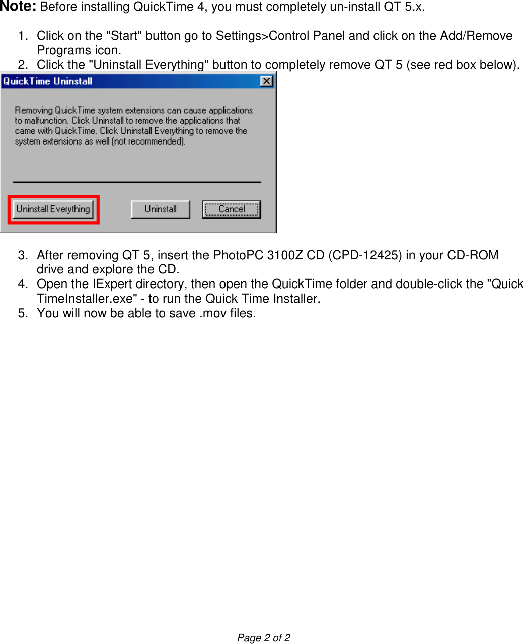 Page 2 of 9 - Epson PhotoPC 3100Z - Product Support Bulletin If Not Then  Phpc31ps