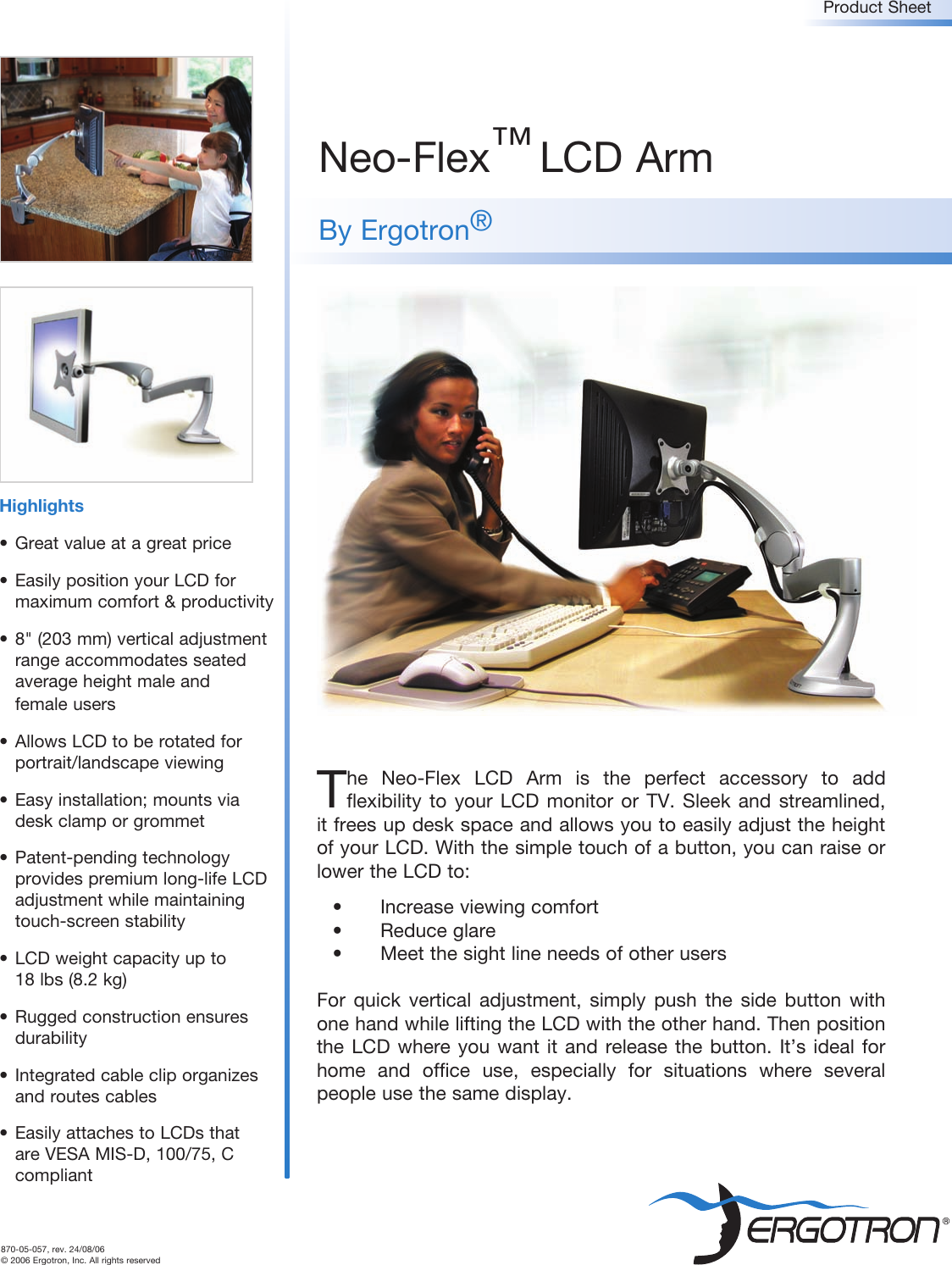 Page 1 of 2 - Ergotron Ergotron-Neo-Flex-Lcd-Arm-Users-Manual-  Ergotron-neo-flex-lcd-arm-users-manual