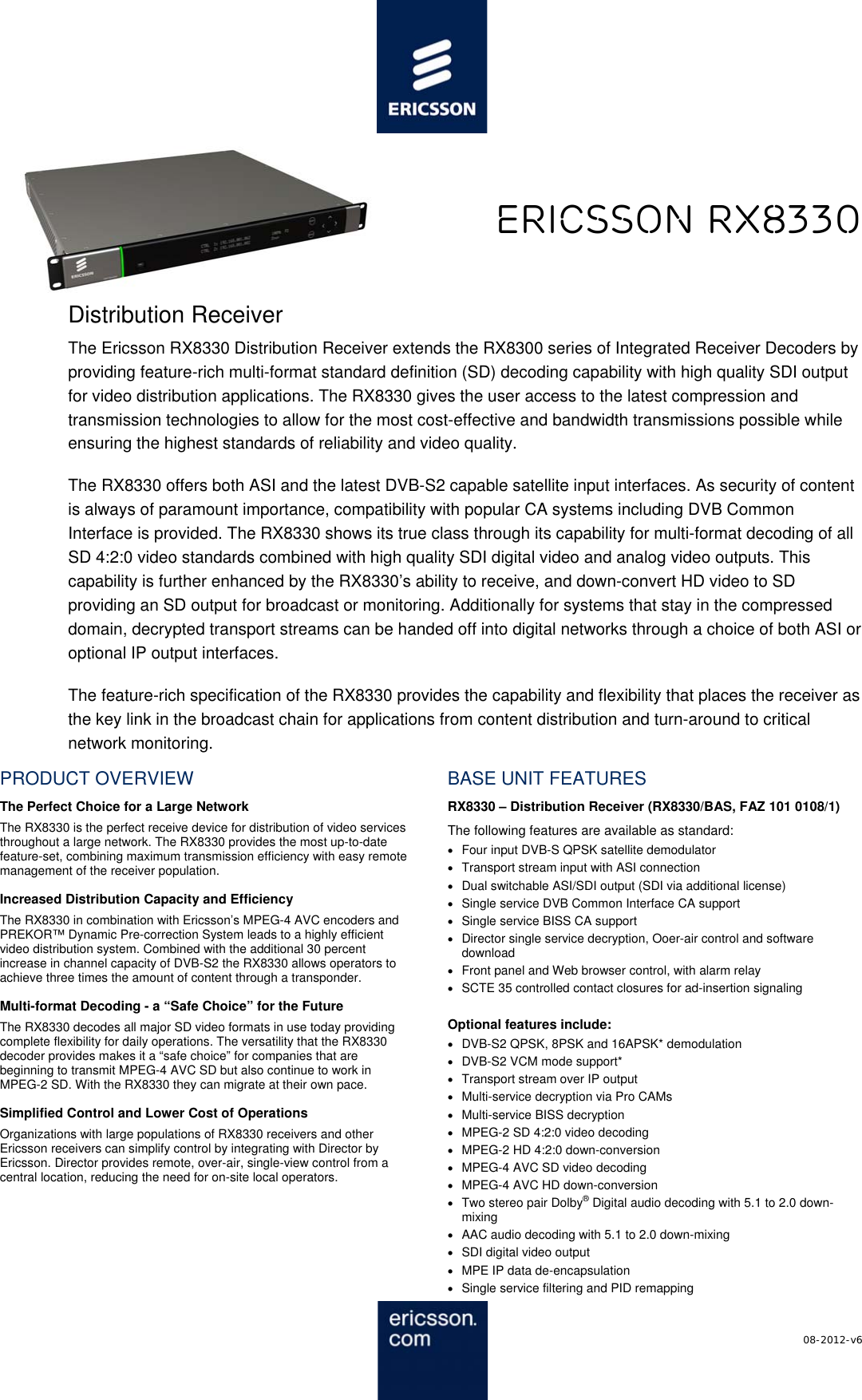 Page 1 of 3 - Ericsson Ericsson-Rx8330-Users-Manual- RX8330  Ericsson-rx8330-users-manual