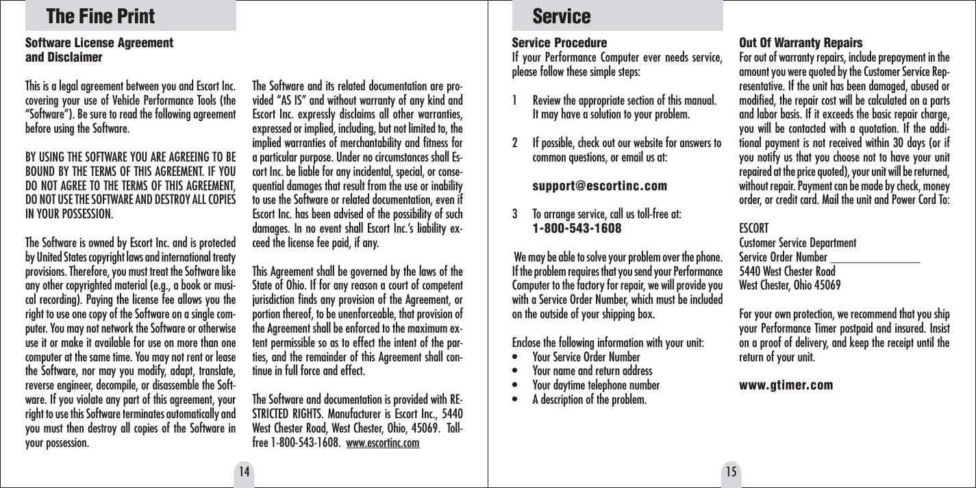 Page 8 of 9 - Escort Escort-G-Timer-Gt2-Software-Quick-Start-Guide Manual.pmd