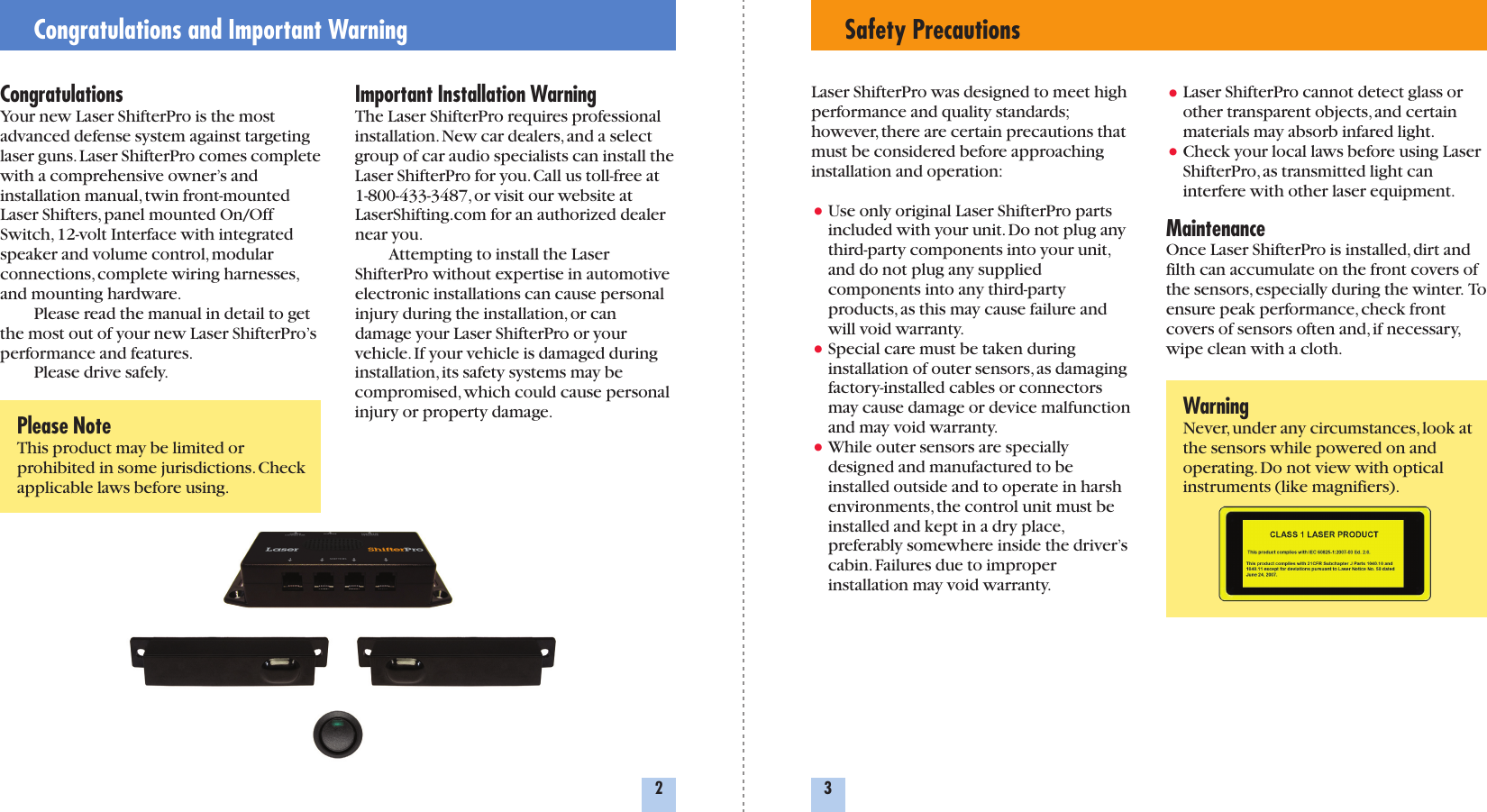 Page 2 of 8 - Escort Escort-Laser-Shifterpro-Owners-Manual Laser ShifterPro Install+Owners Manual*