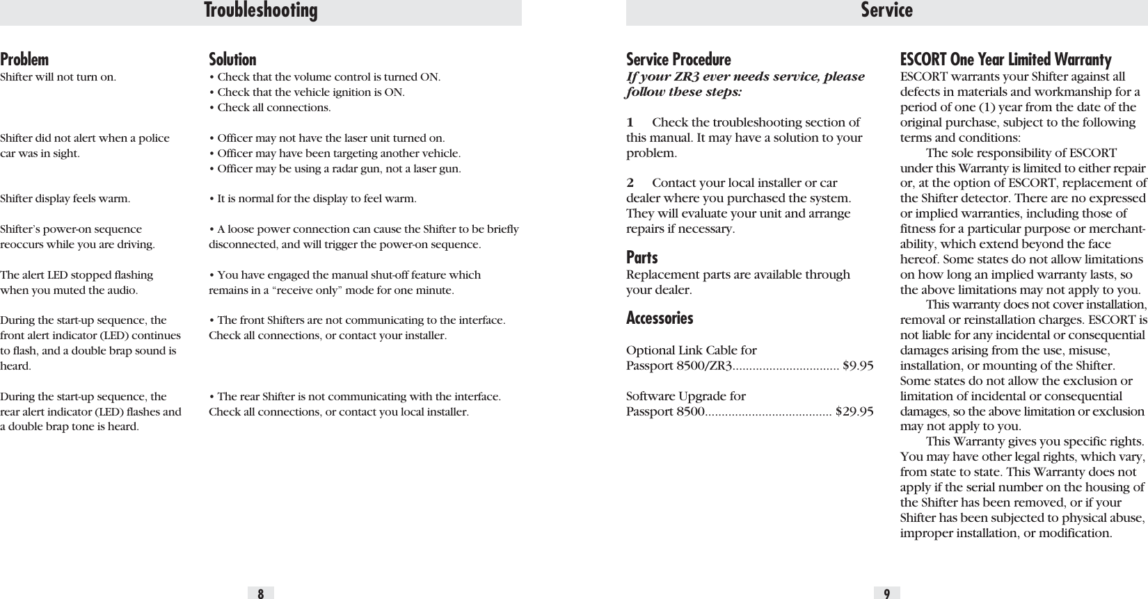 Page 6 of 6 - Escort Escort-Shifter-Zr3-Owners-Manual ZR3 Manual