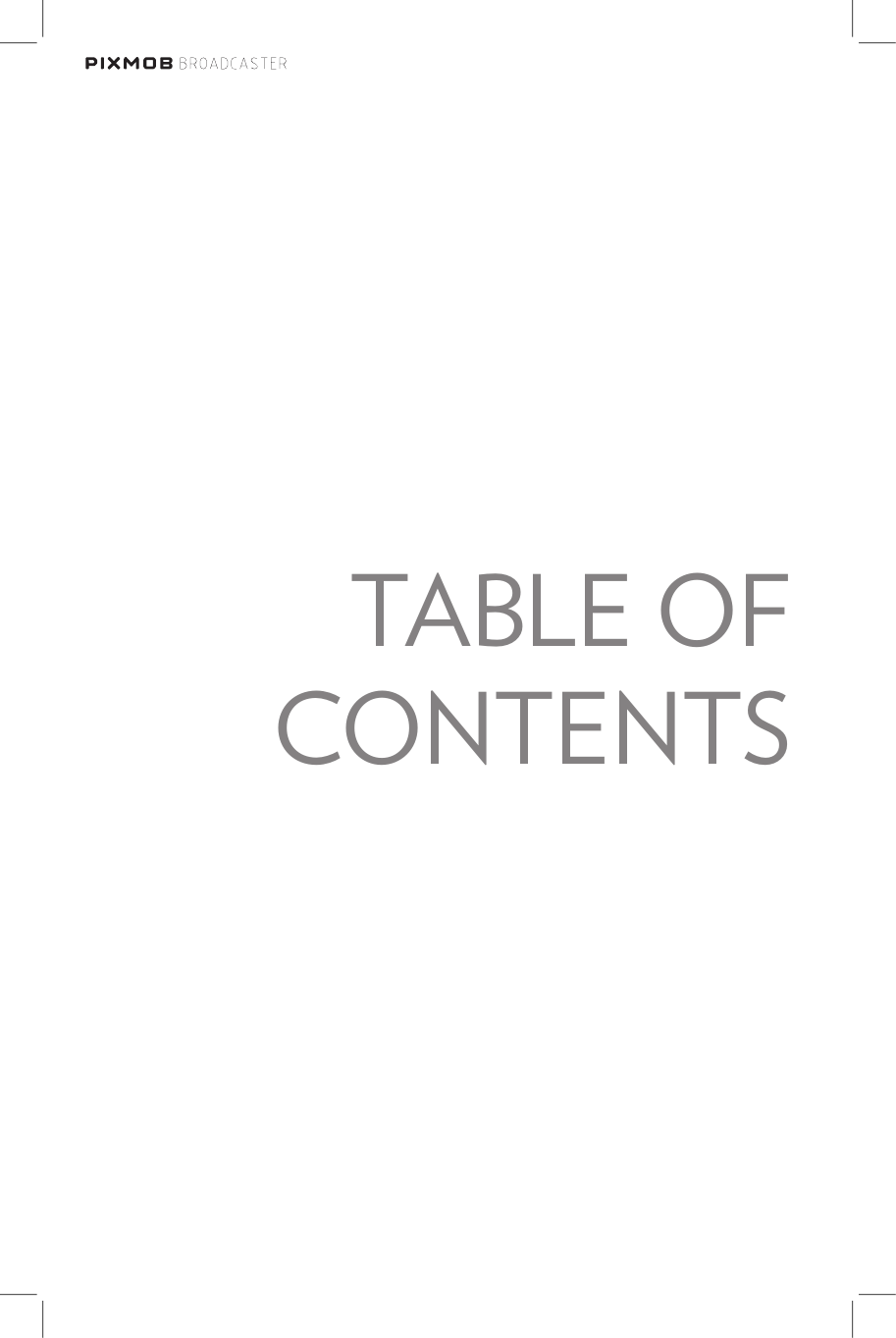 TABLE OF CONTENTS