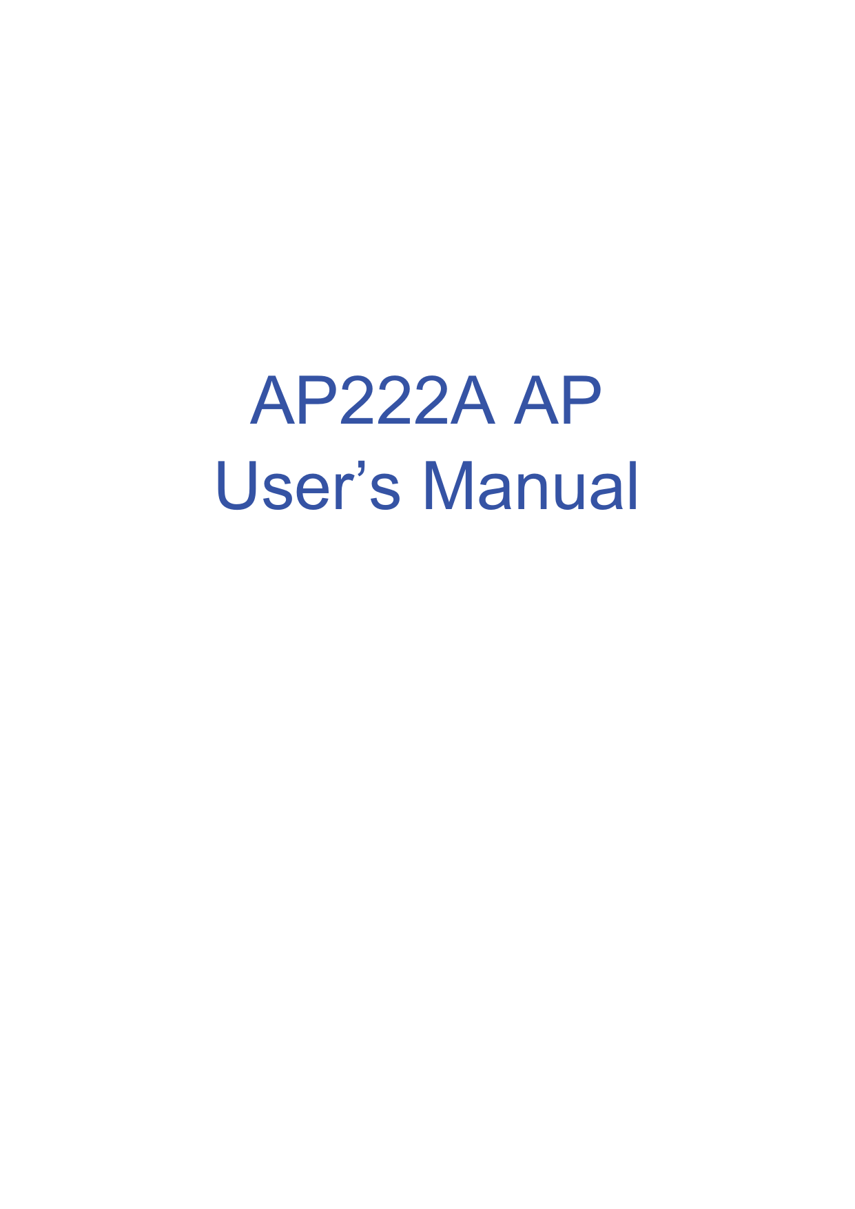 AP222A AP User’s Manual 