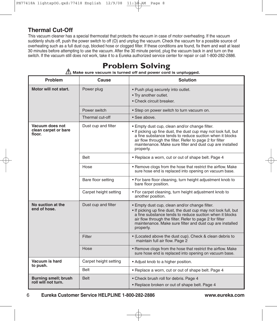 Page 8 of 8 - Eureka-Tents Eureka-Tents-4700-Users-Manual- 77418 English Eureka-tents-4700-users-manual