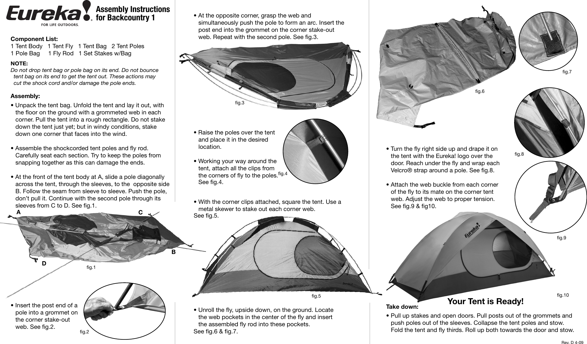 Page 1 of 2 - Eureka-Tents Eureka-Tents-Backcountry-1-Users-Manual- BackCntry1  Eureka-tents-backcountry-1-users-manual