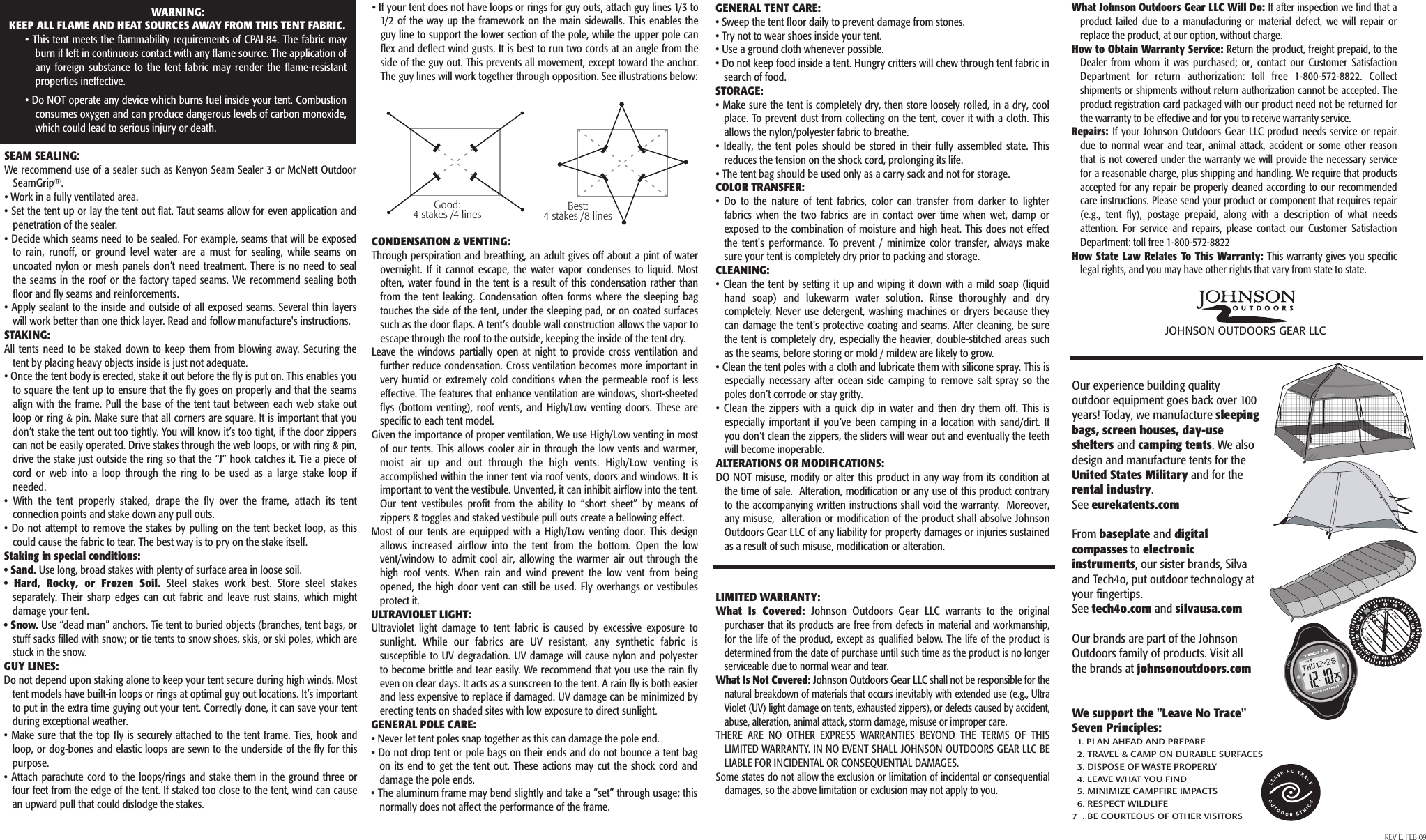 Page 2 of 2 - Eureka-Tents Eureka-Tents-Backcountry-1-Users-Manual- BackCntry1  Eureka-tents-backcountry-1-users-manual