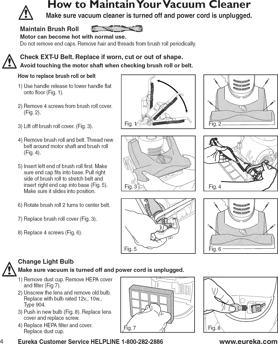 Page 6 of 8 - Eureka 4236AZ User Manual  VACUUM - Manuals And Guides L0909382