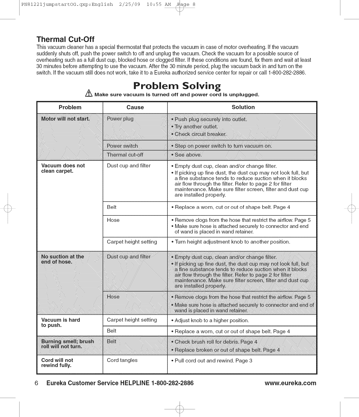 Page 8 of 8 - Eureka 4236AZ User Manual  VACUUM - Manuals And Guides L0909382