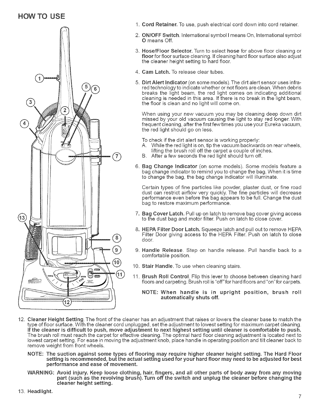 Eureka 4870AT User Manual VACUUM CLEANER Manuals And Guides L0522668