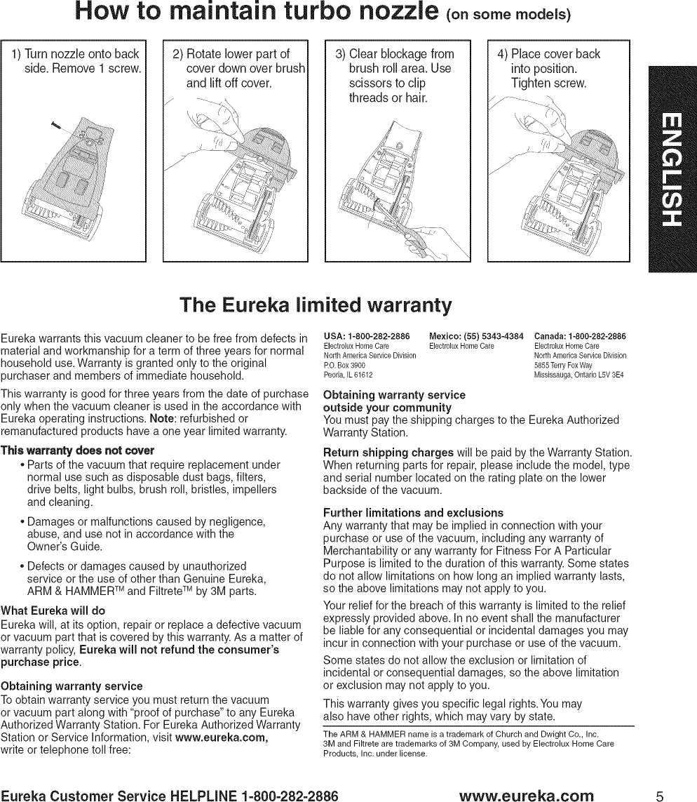 Page 7 of 8 - Eureka AS1001A 1510360L User Manual  VACUUM - Manuals And Guides