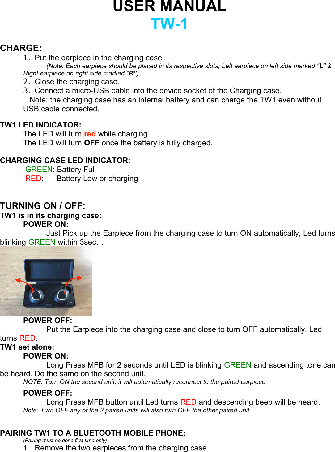 Page 1 of Euro Communication EquipementS TW1 TW1 User Manual POWER ON 