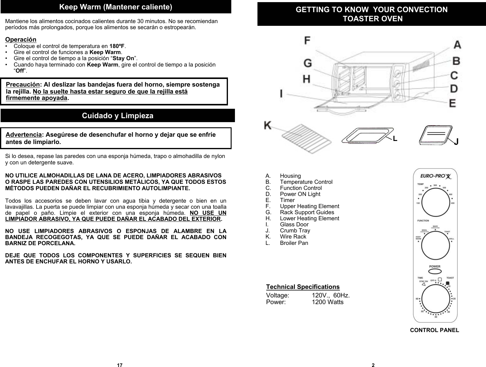 Page 3 of 10 - Euro-Pro Euro-Pro-Convection-Toaster-Oven-Users-Manual-  1 Euro-pro-convection-toaster-oven-users-manual