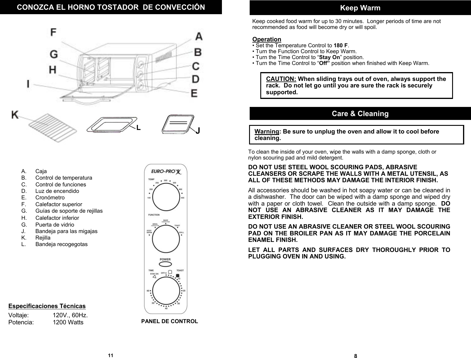 Page 9 of 10 - Euro-Pro Euro-Pro-Convection-Toaster-Oven-Users-Manual-  1 Euro-pro-convection-toaster-oven-users-manual