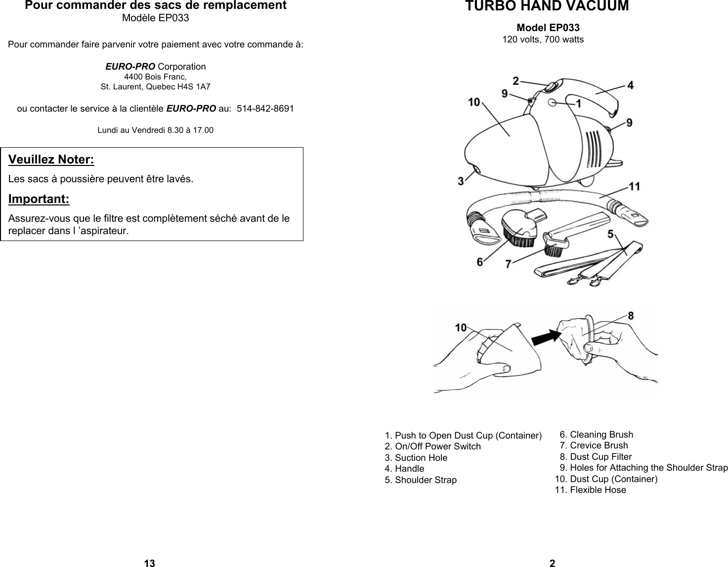 Page 3 of 8 - Euro-Pro Euro-Pro-Ep033-Users-Manual- No  Euro-pro-ep033-users-manual