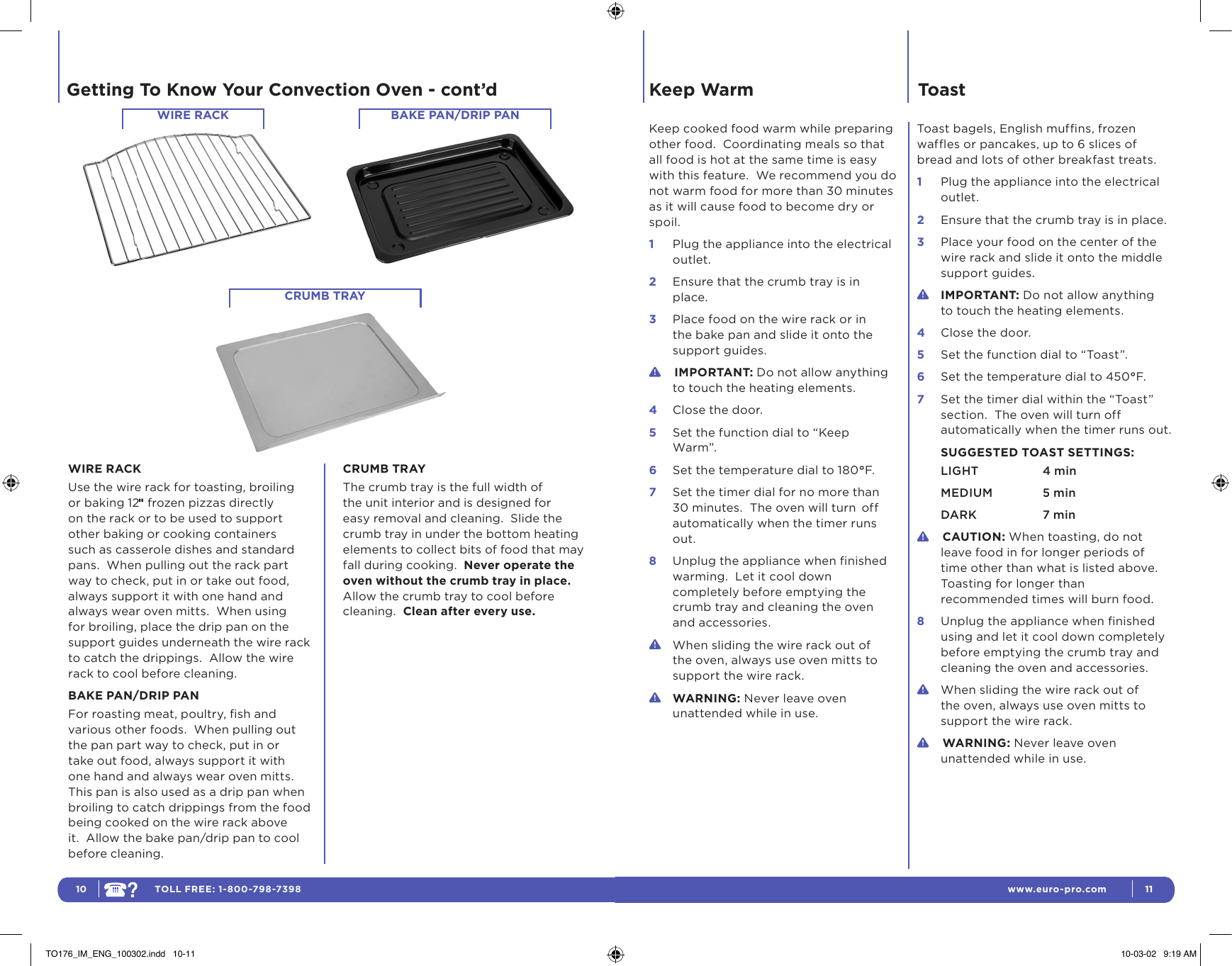 Page 6 of 11 - Euro-Pro Euro-Pro-To176-Users-Manual-  Euro-pro-to176-users-manual