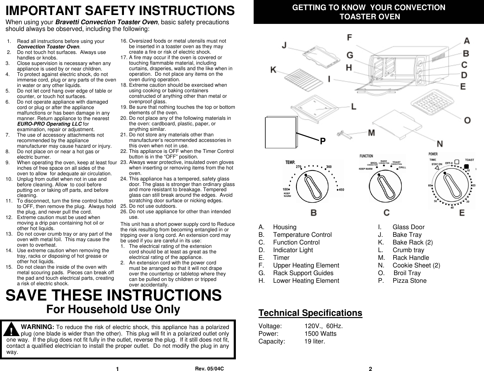 Page 2 of 11 - Euro-Pro Euro-Pro-Toaster-Ep278-Users-Manual-  1 Euro-pro-toaster-ep278-users-manual