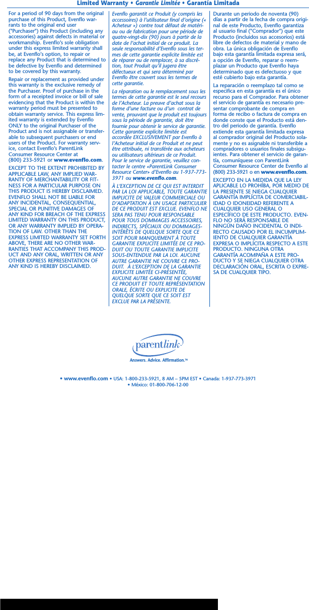 Page 11 of 11 - Evenflo Evenflo-Exersaucer-Triple-Fun-Instructions-For-Use-Manual-822405 ManualsLib - Makes It Easy To Find Manuals Online! User Manual