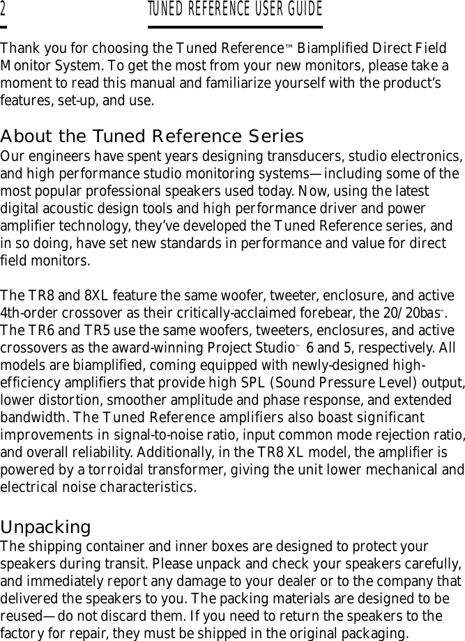 Page 2 of 8 - Event-Electronic Event-Electronic-Biamplified-Direct-Field-Monitor-System-Users-Manual- Tuned Reference Manual For Web  Event-electronic-biamplified-direct-field-monitor-system-users-manual