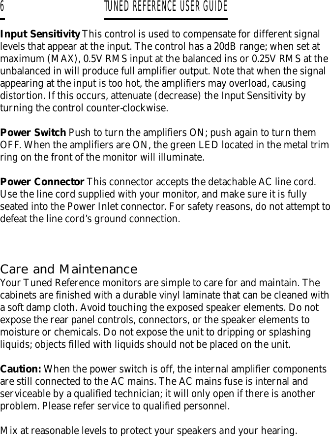 Page 6 of 8 - Event-Electronic Event-Electronic-Biamplified-Direct-Field-Monitor-System-Users-Manual- Tuned Reference Manual For Web  Event-electronic-biamplified-direct-field-monitor-system-users-manual