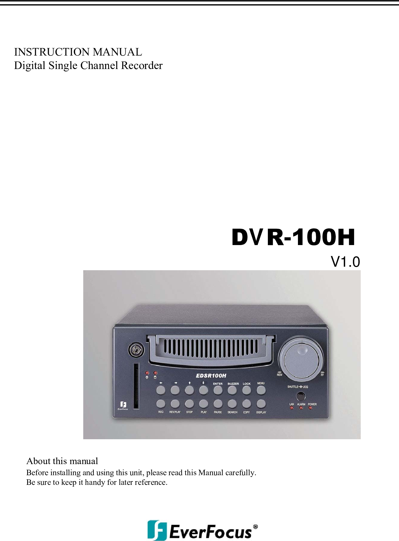 Page 1 of 1 - Everfocus Everfocus-Dvr-100H-Users-Manual-  Everfocus-dvr-100h-users-manual