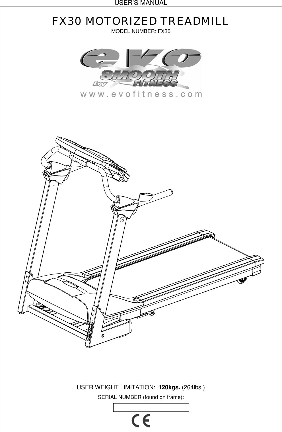 Evo Fitness Motorized Treadmill Fx30 Users Manual
