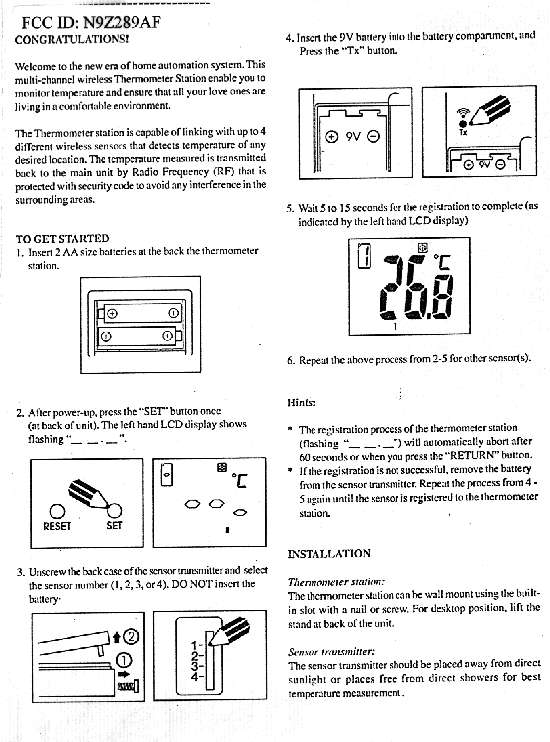 IN/OUT THERMOMETER WITH RF REMOTE THERMO-SENSOR RE User Manual