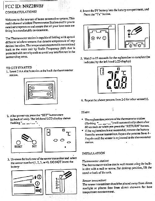 RF REMOTE THERMO-SENSOR-TRANSMITTER User Manual