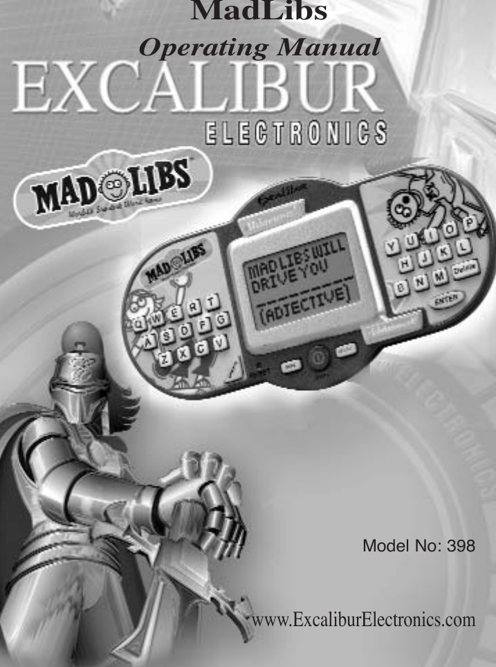 Page 1 of 7 - Excalibur-Electronic Excalibur-Electronic-Madlibs-398-Users-Manual-  Excalibur-electronic-madlibs-398-users-manual