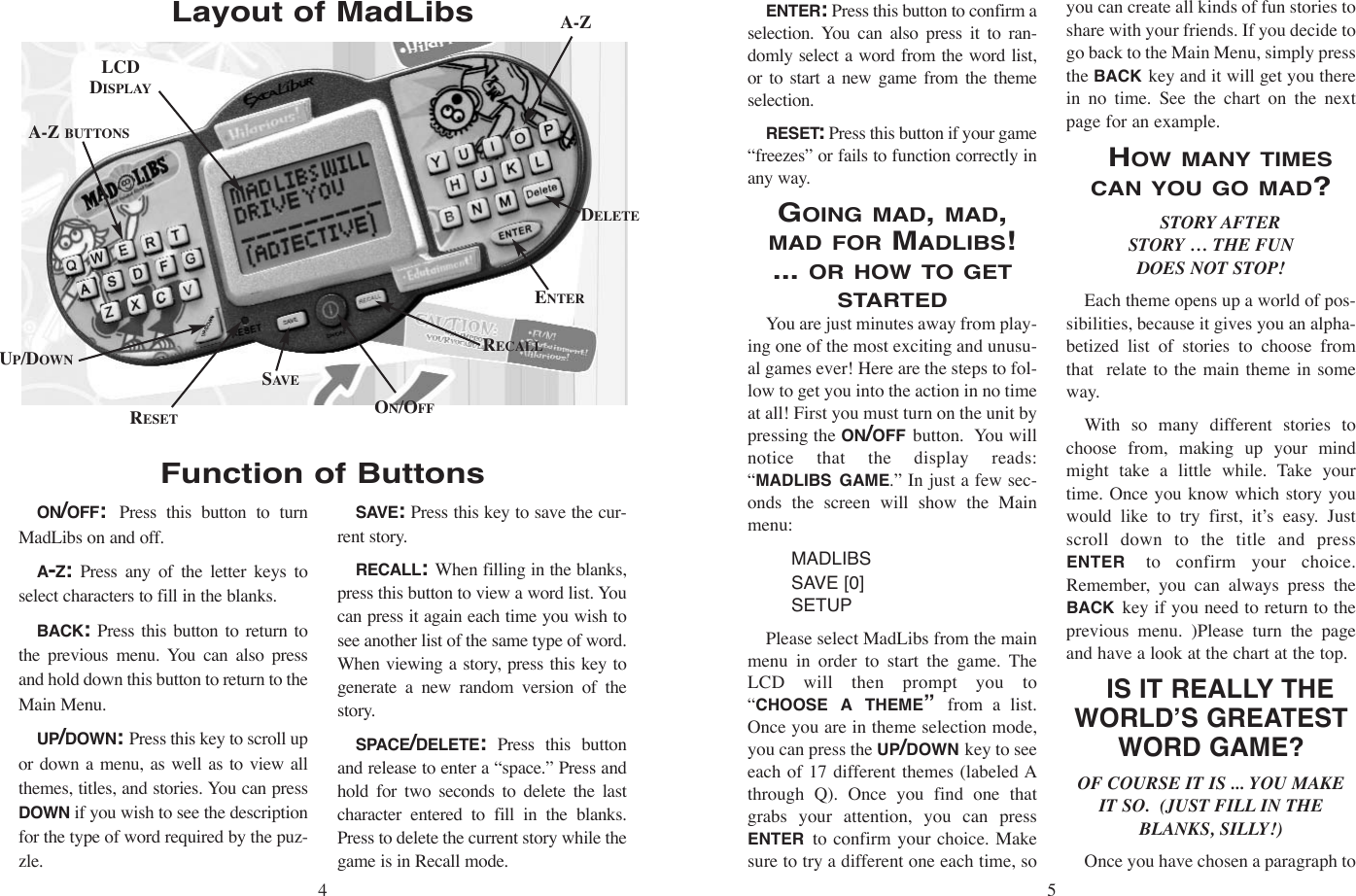 Page 3 of 7 - Excalibur-Electronic Excalibur-Electronic-Madlibs-398-Users-Manual-  Excalibur-electronic-madlibs-398-users-manual