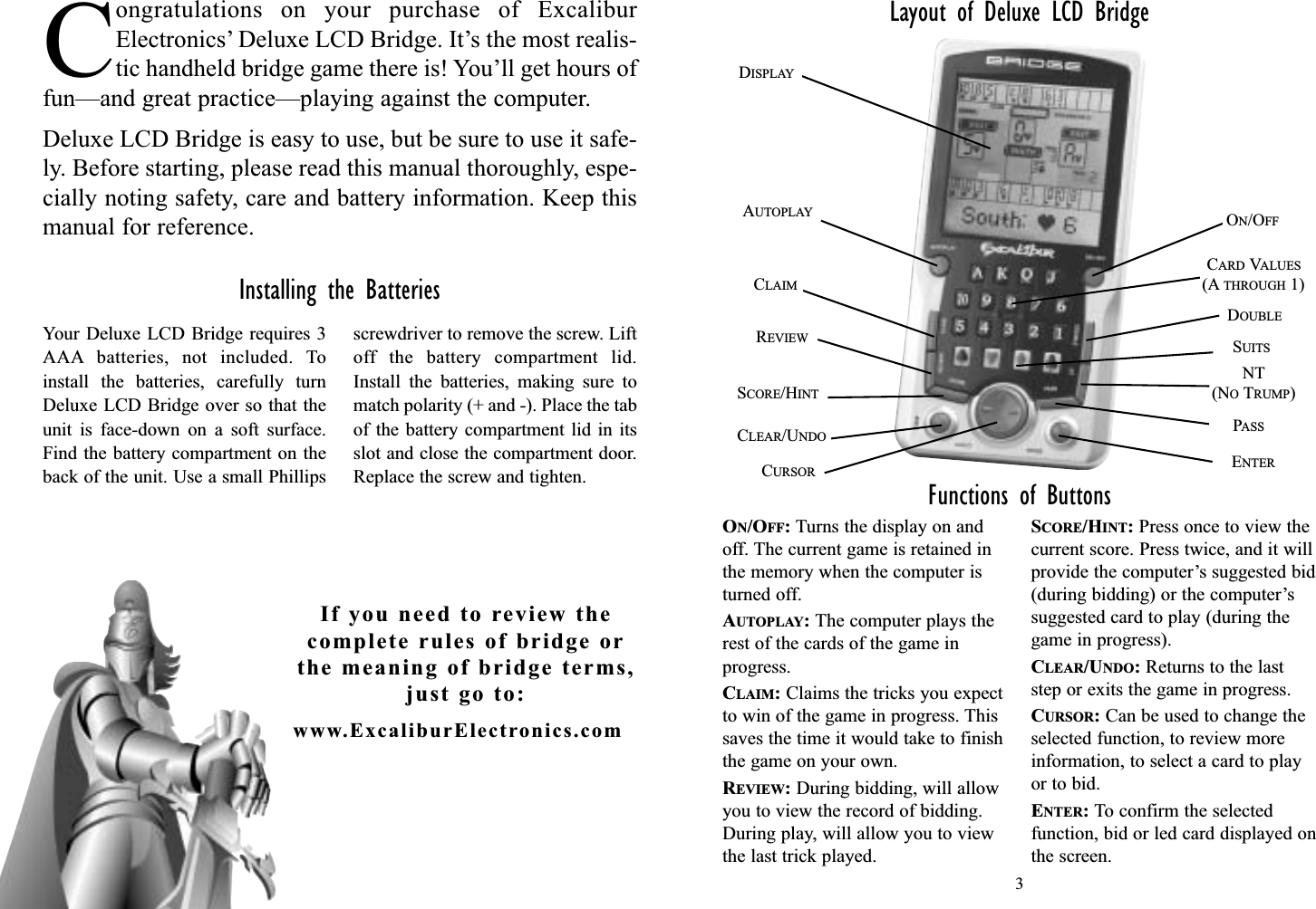 Page 2 of 5 - Excalibur Excalibur-417-D-Operating-Manual-1003393 Dlx LDC Bridge 082503 User Manual