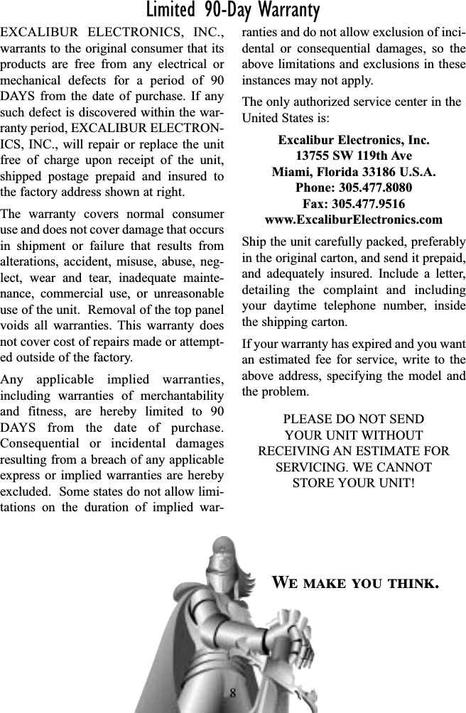 Page 5 of 5 - Excalibur Excalibur-417-D-Operating-Manual-1003393 Dlx LDC Bridge 082503 User Manual