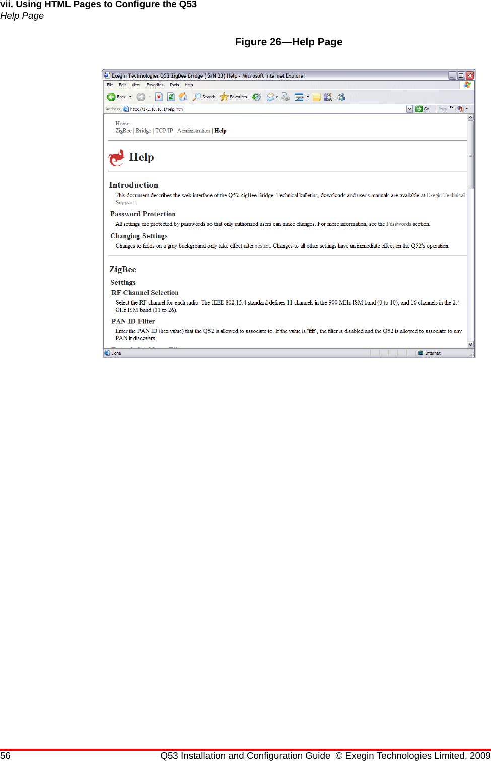 56 Q53 Installation and Configuration Guide © Exegin Technologies Limited, 2009vii. Using HTML Pages to Configure the Q53Help PageFigure 26—Help Page