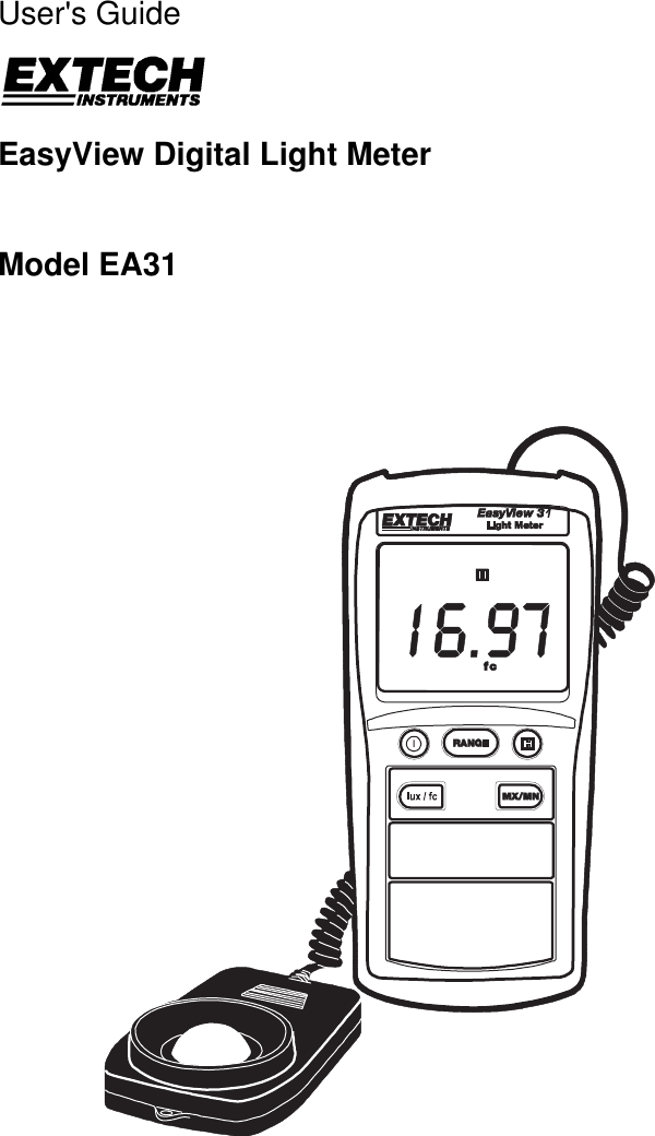 Page 1 of 7 - Extech-Instruments Extech-Instruments-Easy-View-Digital-Light-Meter-Ea31-Users-Manual EA31