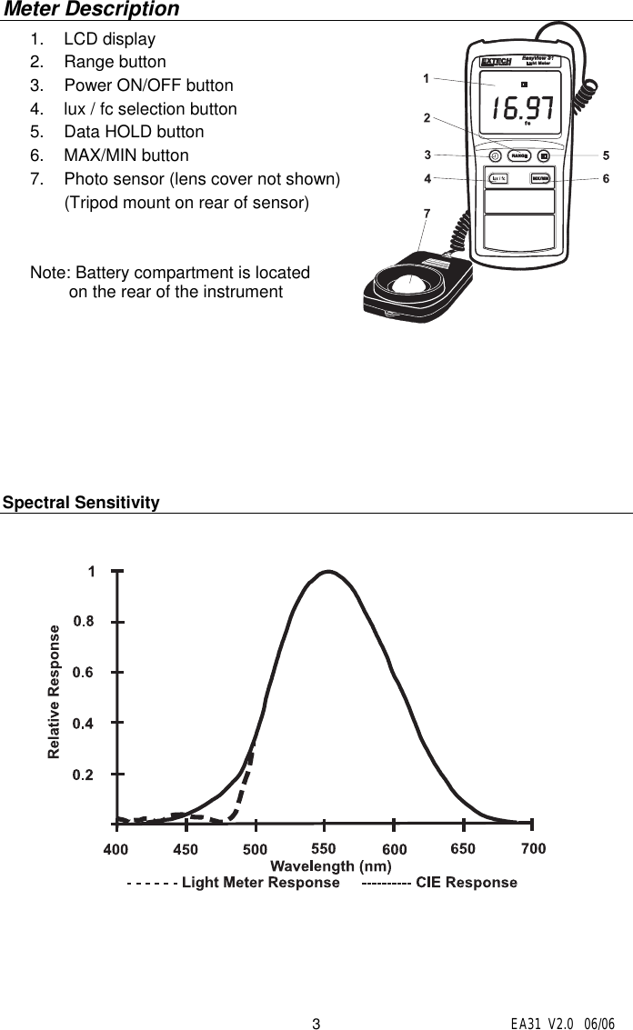 Page 3 of 7 - Extech-Instruments Extech-Instruments-Easy-View-Digital-Light-Meter-Ea31-Users-Manual EA31