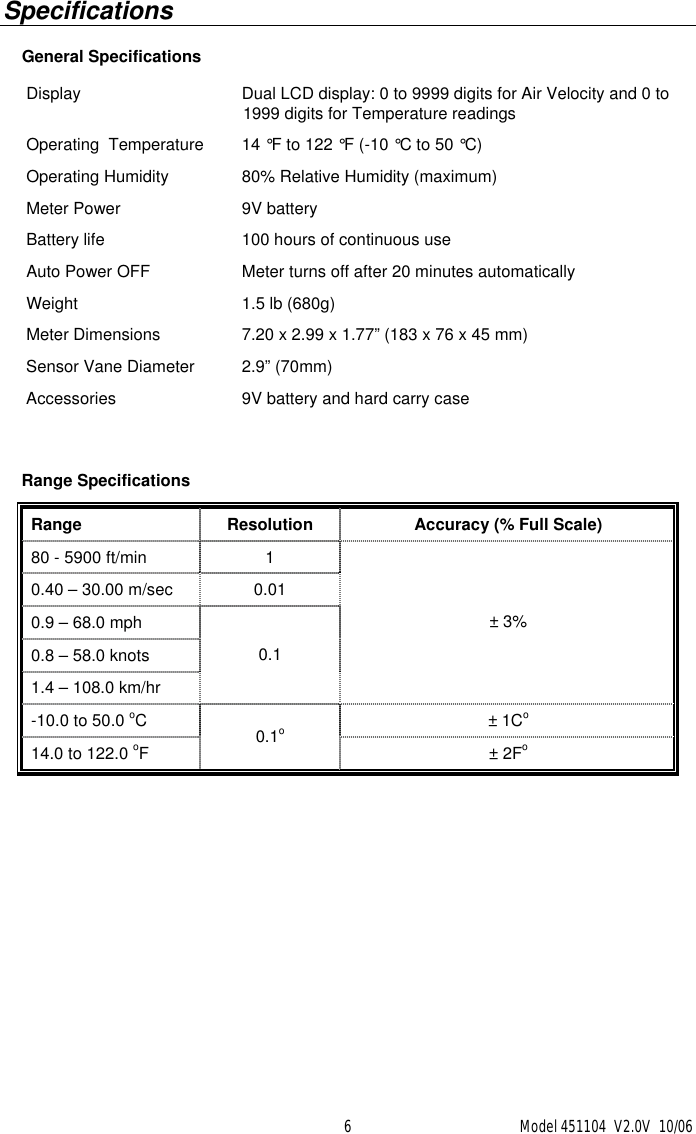 Page 6 of 7 - Extech-Instruments Extech-Instruments-Extech-Instruments-Digital-Vane-Thermo-Anemometer-451104-Users-Manual 451104 V2.0V