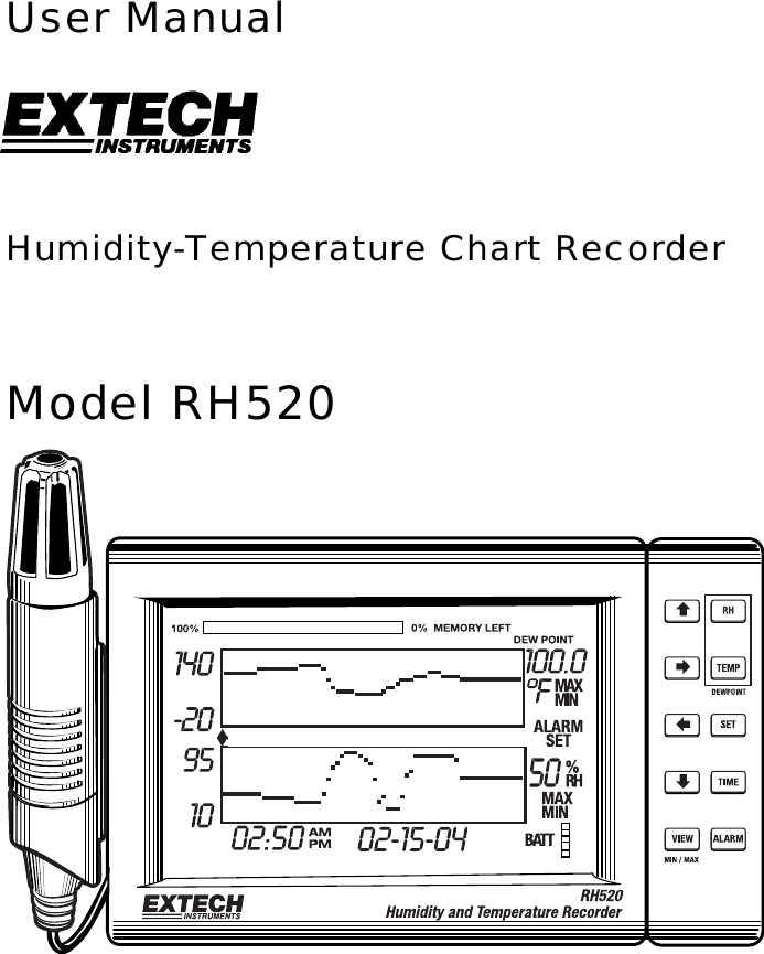 Extech Instruments RH520A-NIST Humidity,Temperature Chart Recorder with Detachable Probe NIST